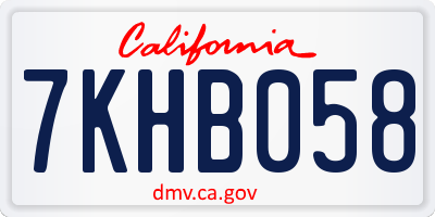 CA license plate 7KHB058