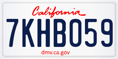 CA license plate 7KHB059