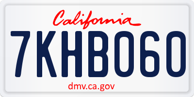CA license plate 7KHB060