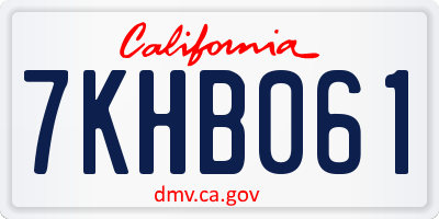 CA license plate 7KHB061