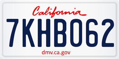 CA license plate 7KHB062