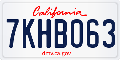 CA license plate 7KHB063