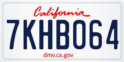 CA license plate 7KHB064