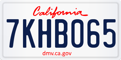 CA license plate 7KHB065