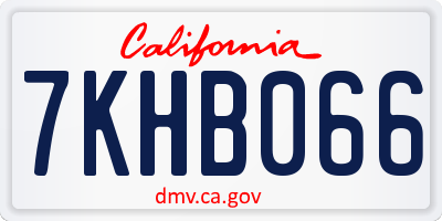 CA license plate 7KHB066