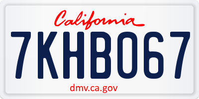 CA license plate 7KHB067