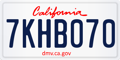 CA license plate 7KHB070