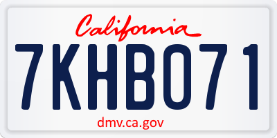 CA license plate 7KHB071