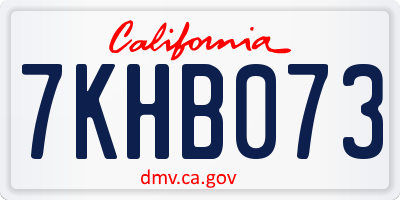 CA license plate 7KHB073