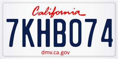 CA license plate 7KHB074
