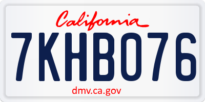 CA license plate 7KHB076