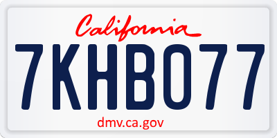 CA license plate 7KHB077