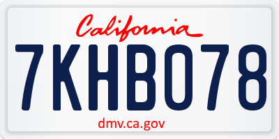CA license plate 7KHB078