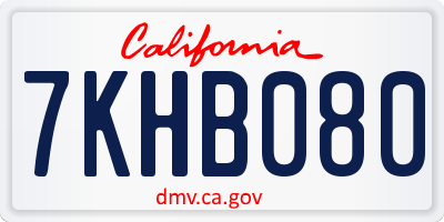 CA license plate 7KHB080