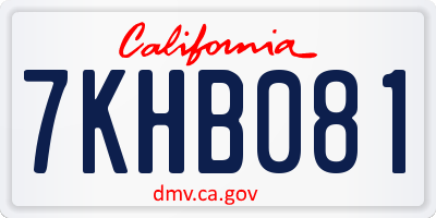 CA license plate 7KHB081