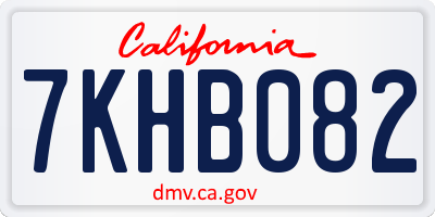 CA license plate 7KHB082