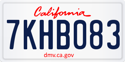 CA license plate 7KHB083
