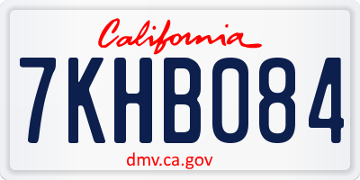 CA license plate 7KHB084