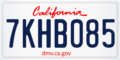 CA license plate 7KHB085