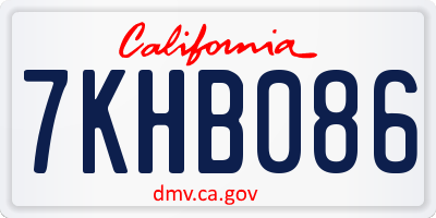 CA license plate 7KHB086