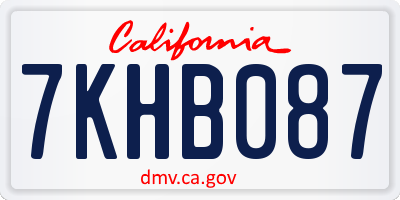 CA license plate 7KHB087