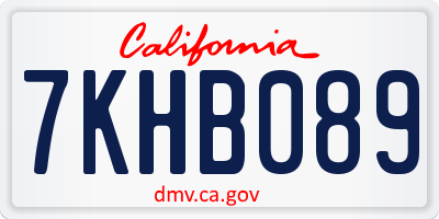CA license plate 7KHB089