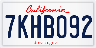 CA license plate 7KHB092