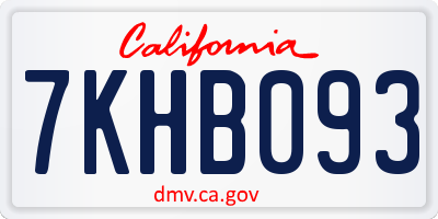 CA license plate 7KHB093