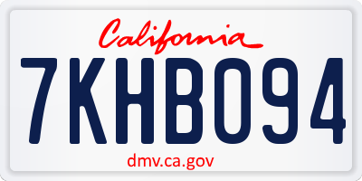 CA license plate 7KHB094