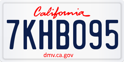 CA license plate 7KHB095