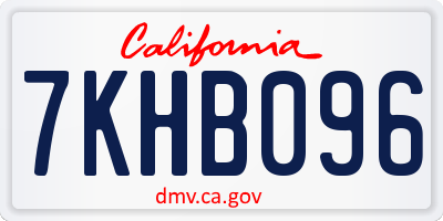 CA license plate 7KHB096