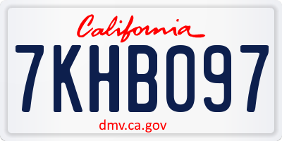CA license plate 7KHB097