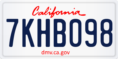 CA license plate 7KHB098