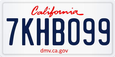 CA license plate 7KHB099
