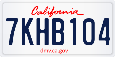 CA license plate 7KHB104