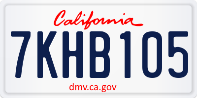 CA license plate 7KHB105