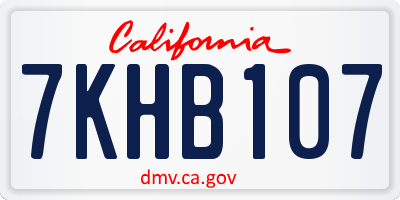CA license plate 7KHB107