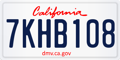 CA license plate 7KHB108