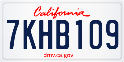 CA license plate 7KHB109