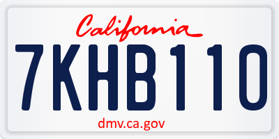 CA license plate 7KHB110