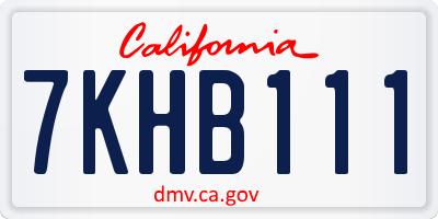 CA license plate 7KHB111