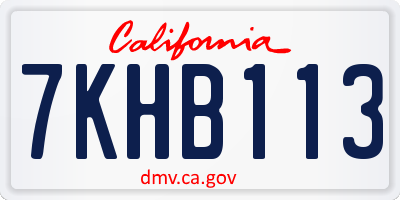 CA license plate 7KHB113