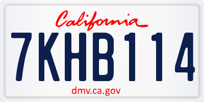 CA license plate 7KHB114