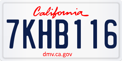 CA license plate 7KHB116