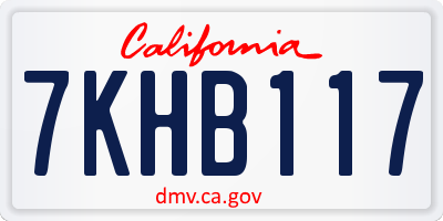 CA license plate 7KHB117