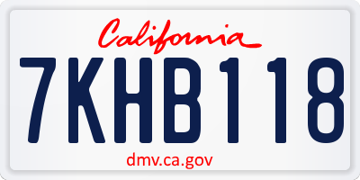 CA license plate 7KHB118