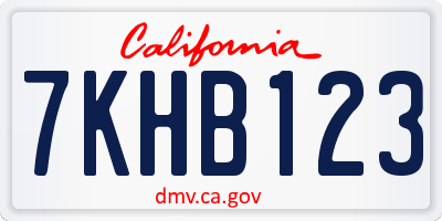 CA license plate 7KHB123