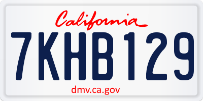 CA license plate 7KHB129