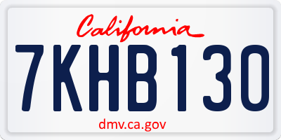 CA license plate 7KHB130