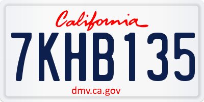 CA license plate 7KHB135